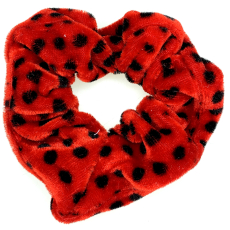 Bartoň Gumička sametová střední červená s černými puntíky 3,5 x 9 cm
