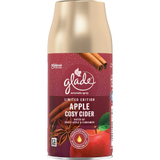 Glade Apple Cosy Cider automatický osvěžovač vzduchu s vůní horkého jablečného cideru a voňavé skořice, náhradní náplň sprej 269 ml