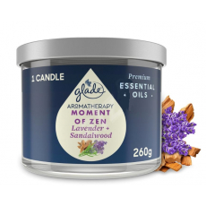 Glade Aromatherapy Moment of Zen Lavender + Sandalwood vonná velká svíčka ve skle, doba hoření 60 h 260 g