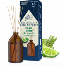 Glade Aromatherapy Reed Diffuser Calm Mind Bergamot + Lemongrass osvěžovač vzduchu vonné tyčinky 80 ml
