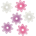 Květy dřevěné bílo-růžovo-fialové 6 cm 6 kusů