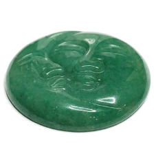 Avanturin zelený tvář slunce a měsíc ručně vyřezávaný přírodní kámen 5 cm, kámen štěstí