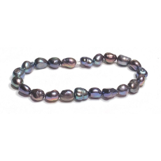 Perla černá náramek elastický přírodní kámen, 7 - 8 mm / 16 - 17 cm, symbol ženskosti, přináší obdiv
