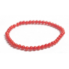 Korál Bamgbus červený náramek elastický z přírodního kamene, kulička 4 mm / 16 - 17 cm
