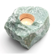 Avanturín zelený surový svícen přírodní kámen 110 x 110 x 60 mm 1 kus, kámen štěstí