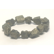 Pyrit železný náramek elastický přírodní kámen vyrobený ze zaoblených kamenů 10 - 14 mm / 16 - 17 cm