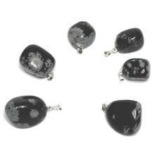 Obsidian vločkový Troml přívěsek přírodní kámen, 2,2-3 cm, 1 kus