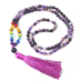 108 Mala Achát fialový náhrdelník, meditační šperk, přírodní kámen vázaný, elastický, korálek 6 mm
