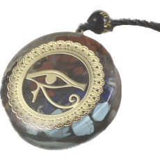 Orgonit amulet, Hornovo oko, generátor energie, přírodní kámen (7 čaker) + epoxidová pryskyřice + lano 22 g