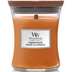 WoodWick Pumpkin Praline - Dýňová pochoutka vonná svíčka s dřevěným knotem a víčkem sklo střední 275 g
