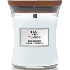 WoodWick Magnolia Birch - Magnólie a bříza vonná svíčka s dřevěným knotem a víčkem sklo střední 275 g