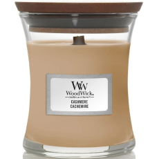 WoodWick Cashmere - Kašmír vonná svíčka s dřevěným knotem a víčkem sklo malá 85 g