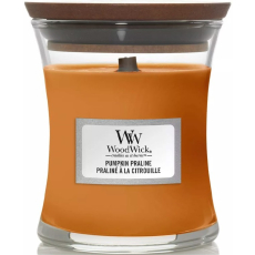 WoodWick Pumpkin Praline - Dýňová pochoutka vonná svíčka s dřevěným knotem a víčkem sklo malá 85 g