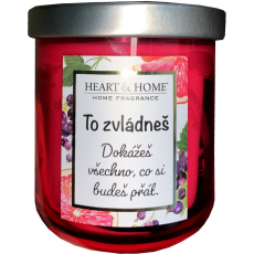 Heart & Home Svěží grep a černý rybíz sójová vonná svíčka s nápisem To zvládneš 110 g