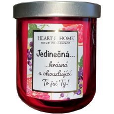 Heart & Home Svěží grep a černý rybíz sójová vonná svíčka s nápisem Jsi jedinečná 110 g