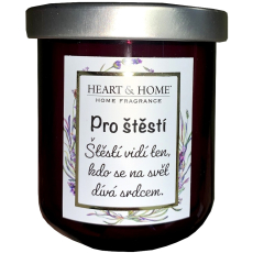 Heart & Home Sladké třešně sójová vonná svíčka s nápisem Pro štěstí 110 g