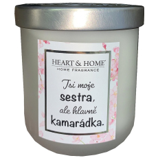 Heart & Home Svěží prádlo sójová vonná svíčka s nápisem Sestra 110 g