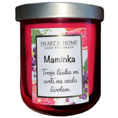 Heart & Home Svěží grep a černý rybíz sójová vonná svíčka s nápisem Maminka 110 g