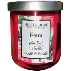 Heart & Home Svěží grep a černý rybíz sójová vonná svíčka se jménem Petra 110 g