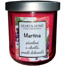 Heart & Home Svěží grep a černý rybíz sójová vonná svíčka se jménem Martina 110 g