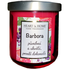 Heart & Home Svěží grep a černý rybíz sójová vonná svíčka se jménem Barbora 110 g