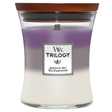 WoodWick Trilogy Amethyst Sky - Ametystové nebe vonná svíčka s dřevěným knotem a víčkem sklo střední 275 g