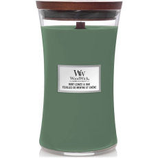 WoodWick Mint Leaves & Oak - Mátové lístky a dub vonná svíčka s dřevěným knotem a víčkem sklo velká 609,5 g