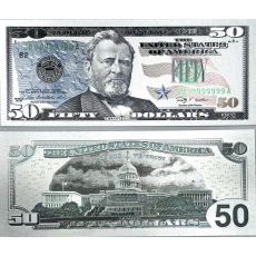 Talisman postříbřená dolarová bankovka 50 USD