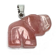 Křišťál růžový Slon přívěsek přírodní kámen, ručně broušená figurka 1,8 x 2,5 x 8 mm