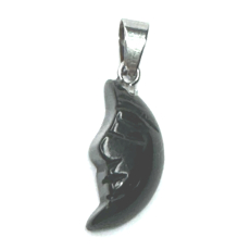 Obsidian Měsíc přívěsek přírodní kámen, ručně broušená figurka 2,2 x 10 mm