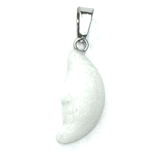 Achát bílý Měsíc přívěsek přírodní kámen, ručně broušená figurka 2,2 x 10 mm