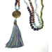 108 Mala 7 čakrový náhrdelník, meditační šperk, přírodní kámen, vázaný, střapec 9 cm, korálek 6+8 mm