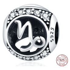 Sterlingové stříbro 925 znamení zvěrokruhu Kozoroh + zirkony, korálek na náramek