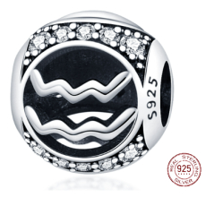 Sterlingové stříbro 925 znamení zvěrokruhu Vodnář + zirkony, korálek na náramek