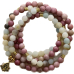 108 Mala Amazonit + Rodonit + Lotos náhrdelník meditační šperk, přírodní kámen, kulička 6 mm