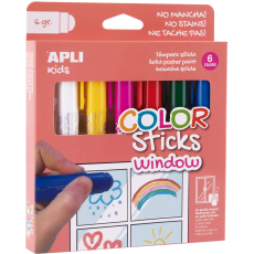 Apli Color Sticks Window barvy na sklo mix barev 6 x 6 kusů, sada