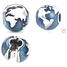 Charm Sterlingové stříbro 925 Modrá planeta - všude doma, tak co na Zemi? korálek klipový na náramek cestování