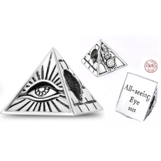 Charm Sterlingové stříbro 925 Egypt Vševidoucí oko pyramidy, korálek na náramek cestování