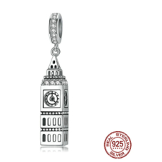 Sterlingové stříbro 925 Londýn Big Ben, přívěsek na náramek cestování