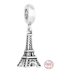 Charm Sterlingové stříbro 925 Paříž Eiffelova věž, přívěsek na náramek cestování