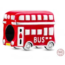 Sterlingové stříbro 925 Londýn, červený autobus, korálek na náramek cestování
