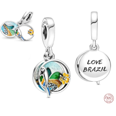 Charm Sterlingové stříbro 925 Miluji Brazílii - Brazilská pláž, 2v1 přívěsek na náramek cestování
