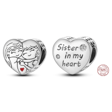 Sterlingové stříbro 925 Sestra v mém srdci, korálek srdce na náramek rodina