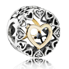 Charm Sterlingové stříbro 925 Milující kruh srdce láska, korálek na náramek