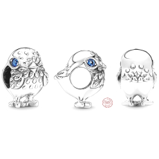 Charm Sterlingové stříbro 925 Ptáček s modrými zirkony, korálek na náramek zvíře