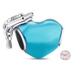 Charm Sterlingové stříbro 925 Gradace - modré promoční srdce, Absolvent korálek na náramek gradace