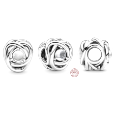 Charm Sterlingové stříbro 925 Nekonečný kruh věčnosti duben bílý - čirý, korálek na náramek