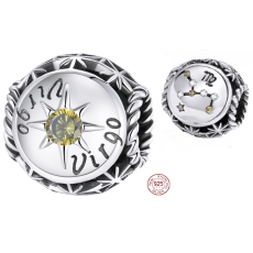 Sterlingové stříbro 925 Znamení zvěrokruhu, kubické zirkonie Panna, korálek na náramek