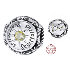 Charm Sterlingové stříbro 925 Znamení zvěrokruhu, kubické zirkonie Střelec, korálek na náramek