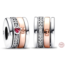 Charm Sterlingové stříbro 925 Srdce a podkova, 4 prsteny - otáčecí korálek na náramek láska